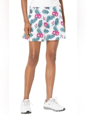 PUMA White Tropical Floral Mini Skirt Small Built in Shorts Tennis Gold Athletic